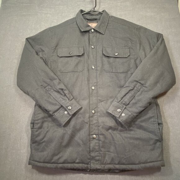 Mens Rugged Elements Dark Gray Jacket Snap Button Pockets SZ L Quilted Lining - Picture 1 of 10